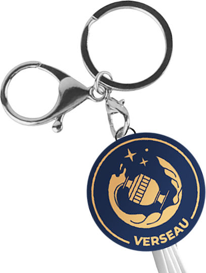 Yello Koko Cable Usb 3 In 1 Micro-usb Usb-c Lightning Design Astrology Aquarius Keyring White