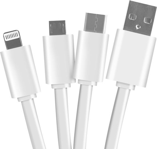 Yello Koko Cablu Usb 3-in-1 Micro-usb Usb-c Lightning Design Astrology Cancer Breloc Alb