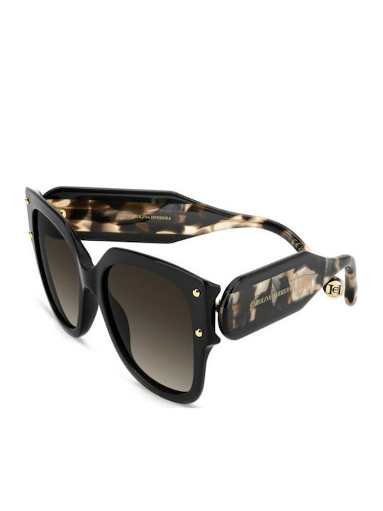 Carolina Herrera Unisex Sunglasses with Black Horn-Rimmed Frame and Grey Gradient Lenses HER 0366/S 807/HA