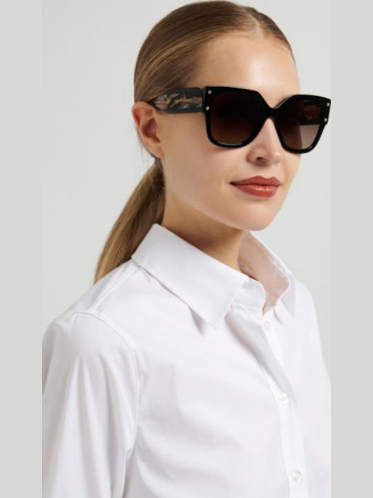 Carolina Herrera Unisex Sunglasses with Black Horn-Rimmed Frame and Grey Gradient Lenses HER 0366/S 807/HA