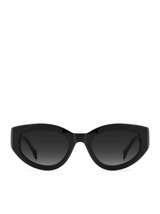 Carolina Herrera Unisex Sunglasses with Black Horn-Rimmed Frame and Grey Gradient Lens HER 0370/S 807/9O