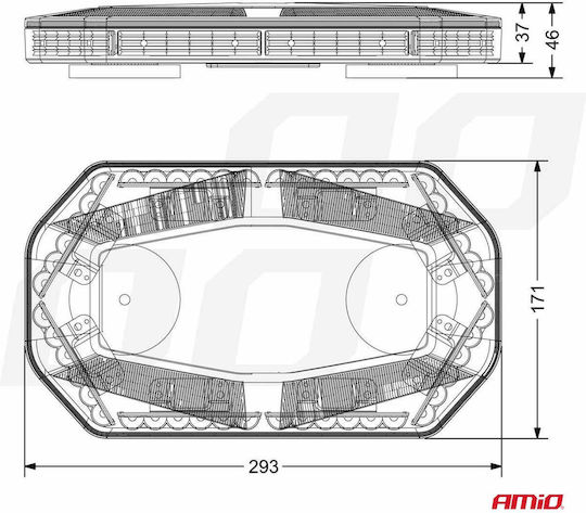Rampă Rotativă Portocalie 12/24v Alimentare 48 Leduri Protecție Ip56 Prindere Magnetică