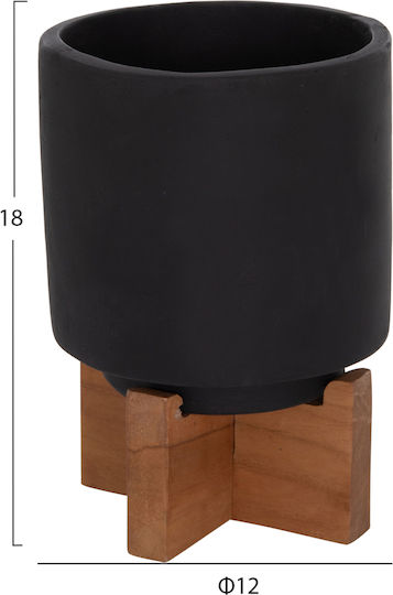 HomeMarkt Set of 3 Wooden Flower Pots Black 18cm