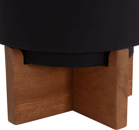 HomeMarkt Set of 3 Wooden Flower Pots Black 18cm