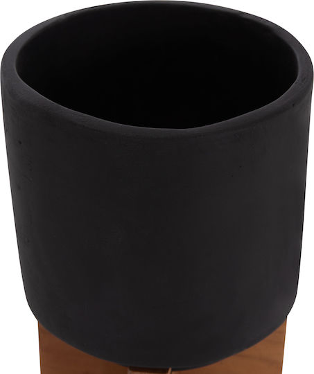 HomeMarkt Set of 3 Wooden Flower Pots Black 18cm