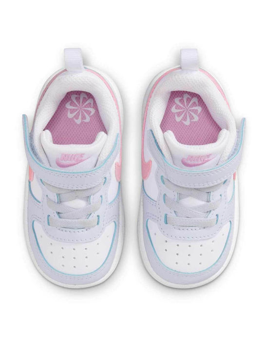 Court Borough Kids Sneakers with Hoop & Loop Closure White