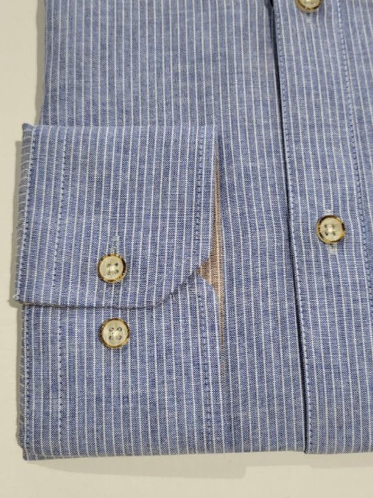 Long-sleeved Shirt Striped Sky Blue