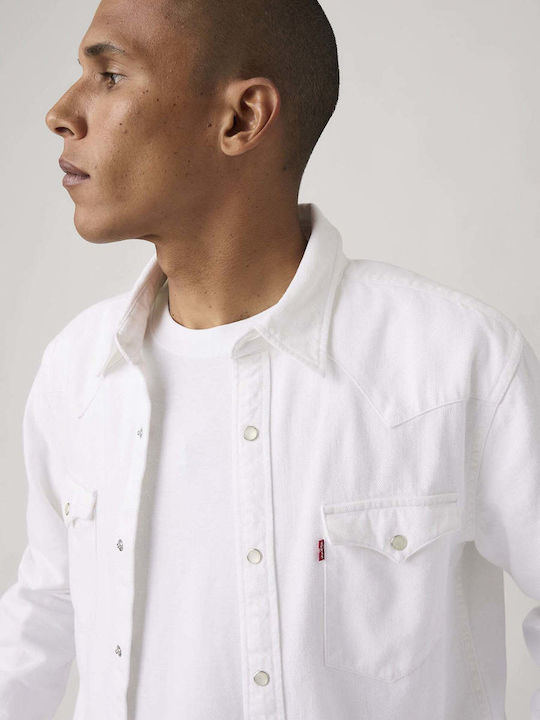 Long-sleeved Denim Shirt White