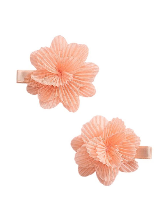 Abel & Lula Kids Hair Clips Set with Flower Bobby Pin in Orange Colour 2 Pieces