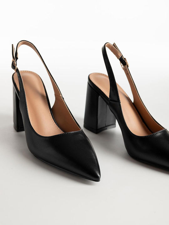 Pumps mit Riemchen & Chunky hoher Absatz Schwarz