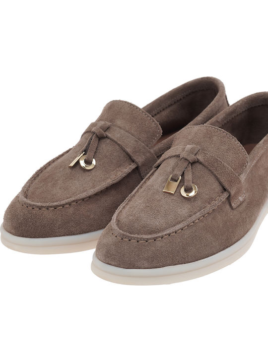 Δερμάτινα Γυναικεία Loafers σε Καφέ Χρώμα