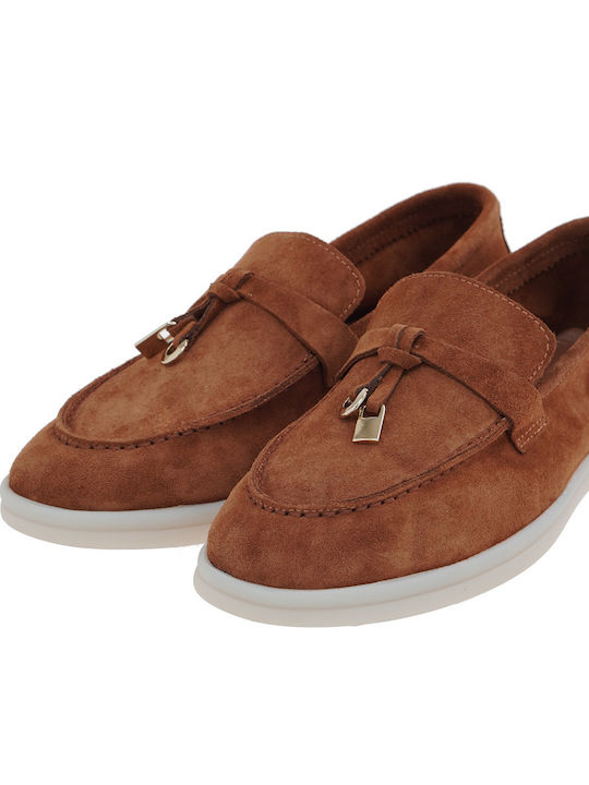 Δερμάτινα Γυναικεία Loafers σε Ταμπά Χρώμα