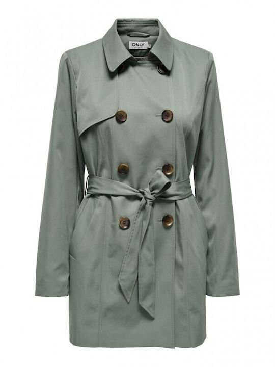 15191821 Women's Green Trench Coat