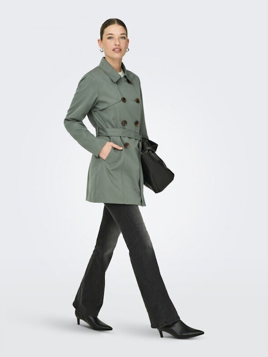 15191821 Women's Green Trench Coat
