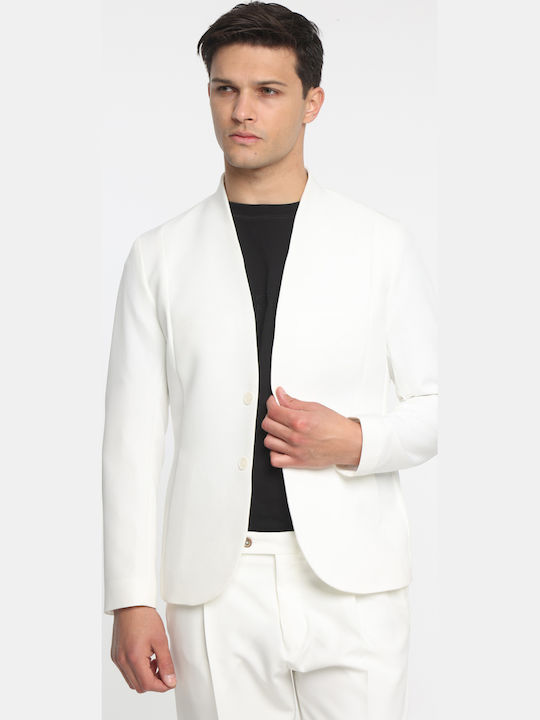 Sacou bărbați cu croială strâmtă White