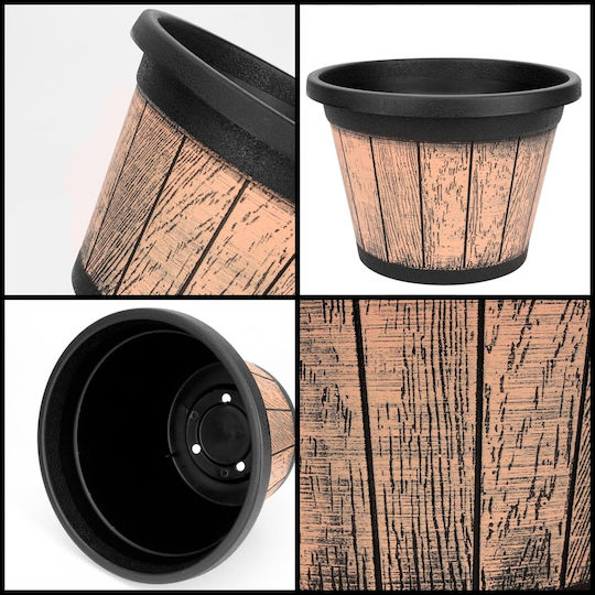 Belle Vous Комплект 3 Саксии Бъчви Пластмасови Brown/black