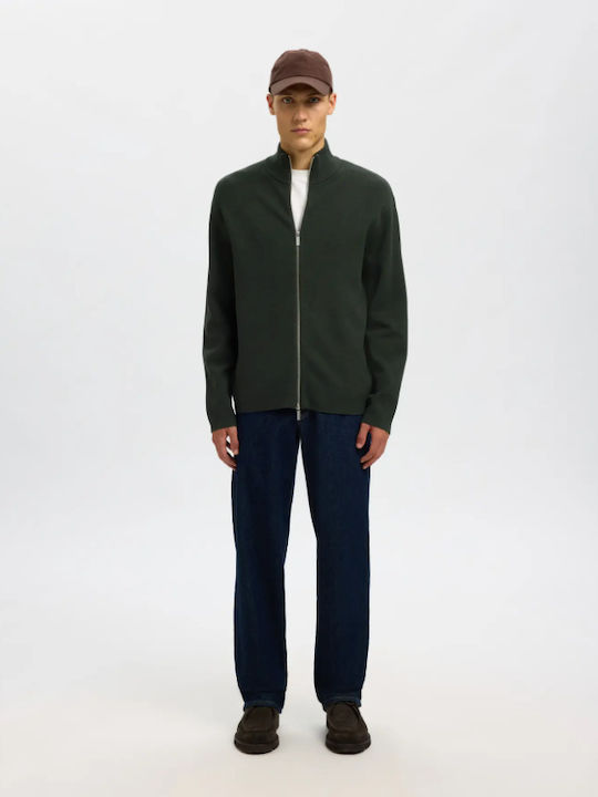 Men's Knitted Cardigan Deep Forest (green)