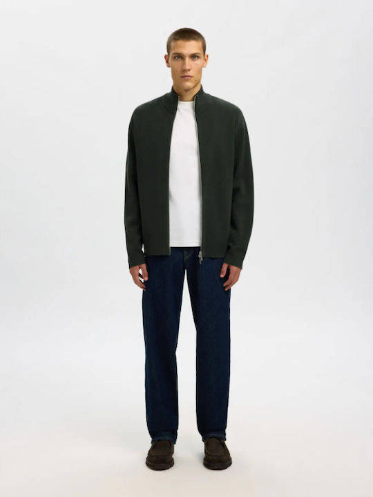 Men's Knitted Cardigan Deep Forest (green)