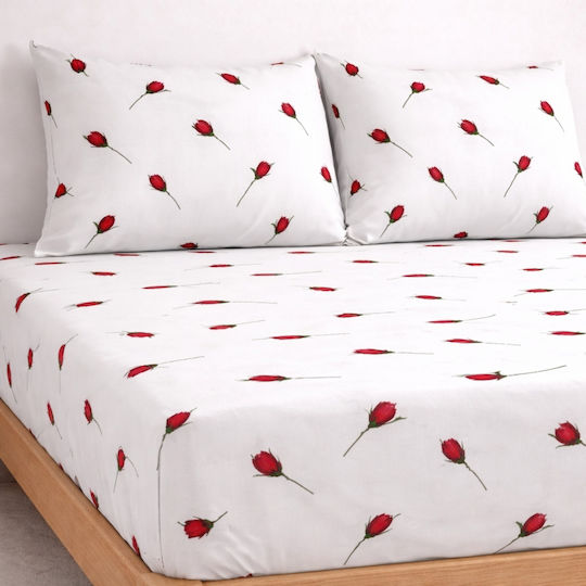 My Home Luxury Set Cearșaf cu 2 Fețe de pernă King Size cu Elastic 180x200cm. Veneta Roșu 3buc