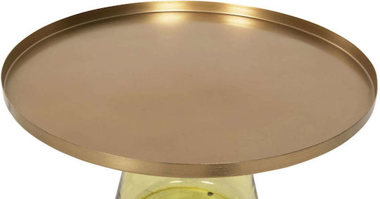 Round Central Coffee Table Glass Green Gold M76xP76xH43.5cm
