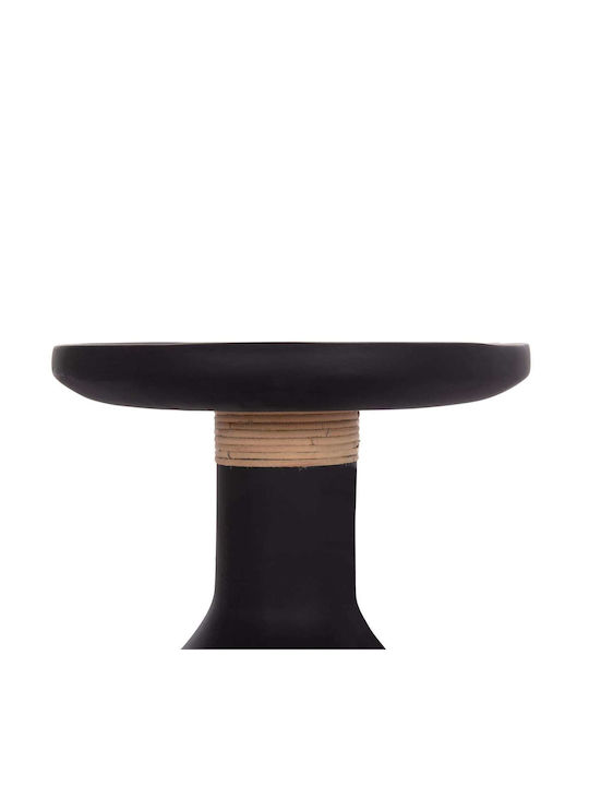 Round Side Table Made of Solid Wood Black-Natural M40xL40xH61cm