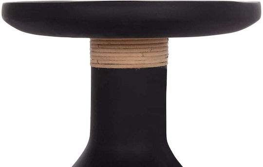 Round Side Table Made of Solid Wood Black-Natural M40xL40xH61cm