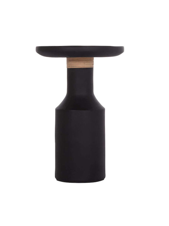Round Side Table Made of Solid Wood Black-Natural M40xL40xH61cm