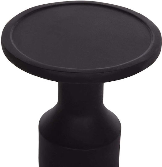 Round Side Table Made of Solid Wood Black-Natural M40xL40xH61cm