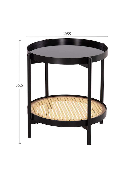 Round Side Table from Bamboo Black 2 Pieces M80xW80xH50cm