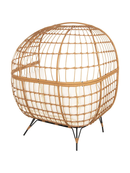 Διθέσιος Καναπές Εξωτερικού Χώρου Rattan με Μαξιλάρια 132.5x90x154cm