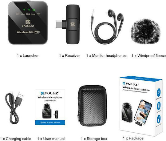 PU646B Електрет Микрофон с USB Type-C Изскачащо Меню