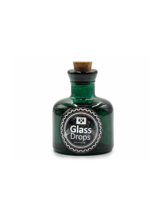 Glass Drops Μπουκάλι Νερού Γυάλινο με Φελλό Πράσινο 125ml