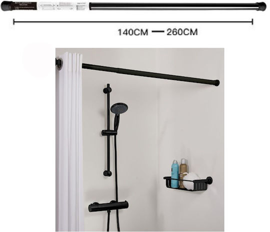 Tpster Telescopic Straight Shower Curtain Rod with Suction Cup Metallic Black 260cm