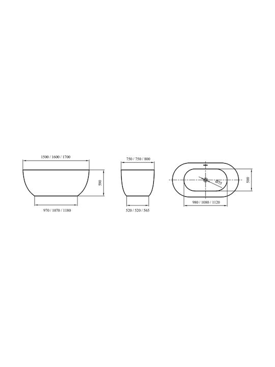 Karag Danae C922 Freestanding Acrylic Bathtub 170x80x59cm