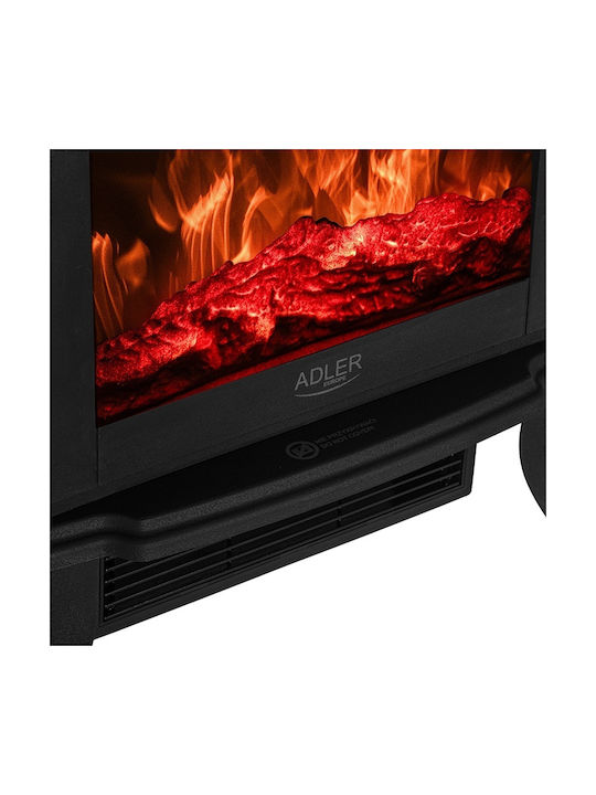 Adler Floor Electric Fireplace 1800W 38x24cm Black
