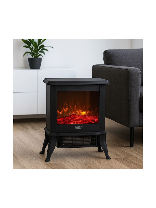 Adler Floor Electric Fireplace 1800W 38x24cm Black