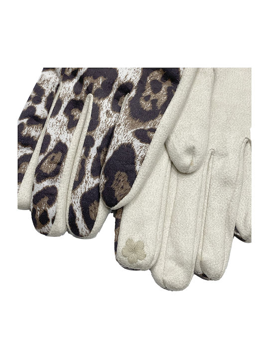Animal Print Λεοπάρ Επένδυση Beige Handschuhe Berührung