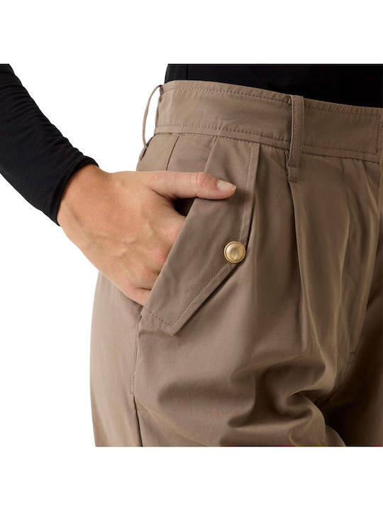 Women's Fabric Trousers Carrot Fit Brown