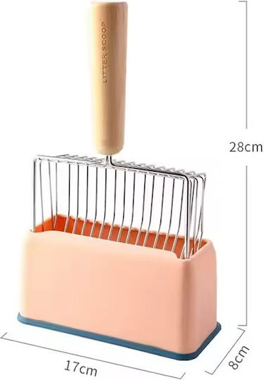 Lopată Pisică Metalică Mare Mâner Din Lemn Bază M17xl8xh28cm Roz