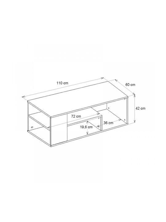 Rectangular Central Coffee Table Abdera White Marble Effect W110xD60xH42cm