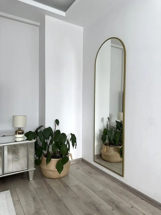 SteweHome Gewölbter Boden- oder Standspiegel mit Goldmetallischem Rahmen 180x80cm
