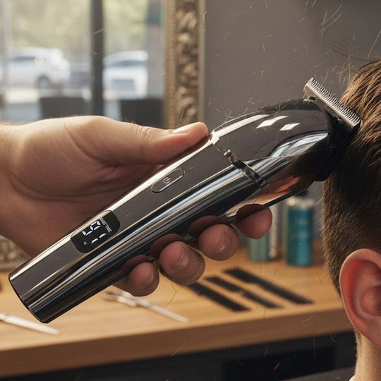 Avizar Rechargeable Waterproof 5w Cordless Hair Clipper Led Display Silver
