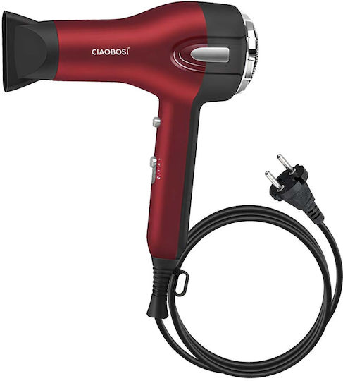 Avizar Hair Dryer 1400w Cool Air Adjustable Speeds Red