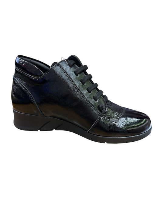Stiefeletten Damen aus Lackleder Schwarz