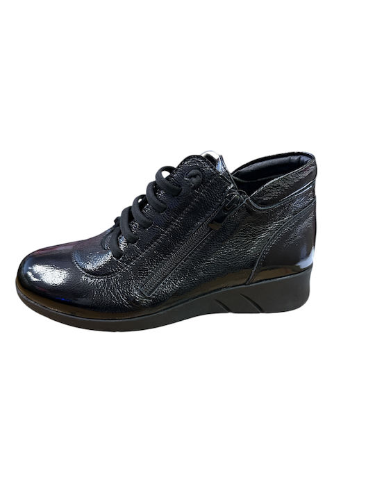 Stiefeletten Damen aus Lackleder Schwarz