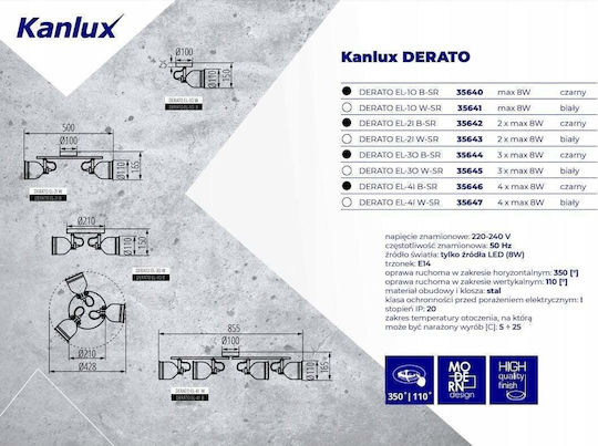 Kanlux Спот с Цокъл E14 в Черен Цвят