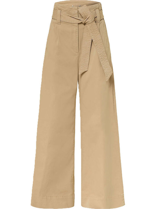 Women's Fabric Trousers Dark Beige