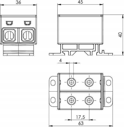 Incobex 2-Посочен 35мм2 Сив Шина Терминал Zgx-2x35 Ene-00169