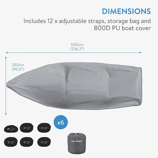 TeamObsidian Husă de protecție pentru Barcă L230cm x L600cm. Gri Culoare