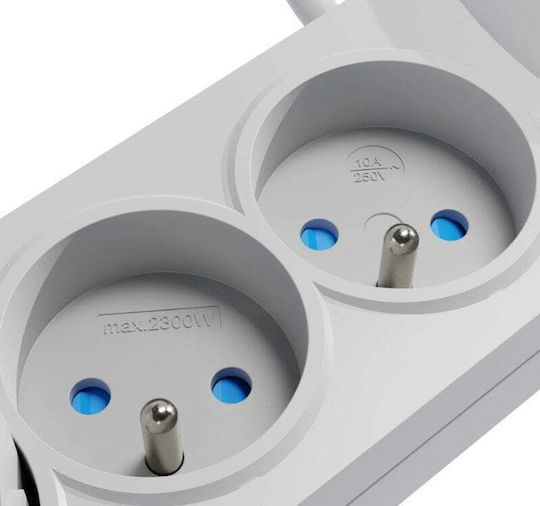 Plastrol Πολύπριζο Aσφαλείας 5 Θέσεων με 2 USB-A και Καλώδιο 5m Γκρι